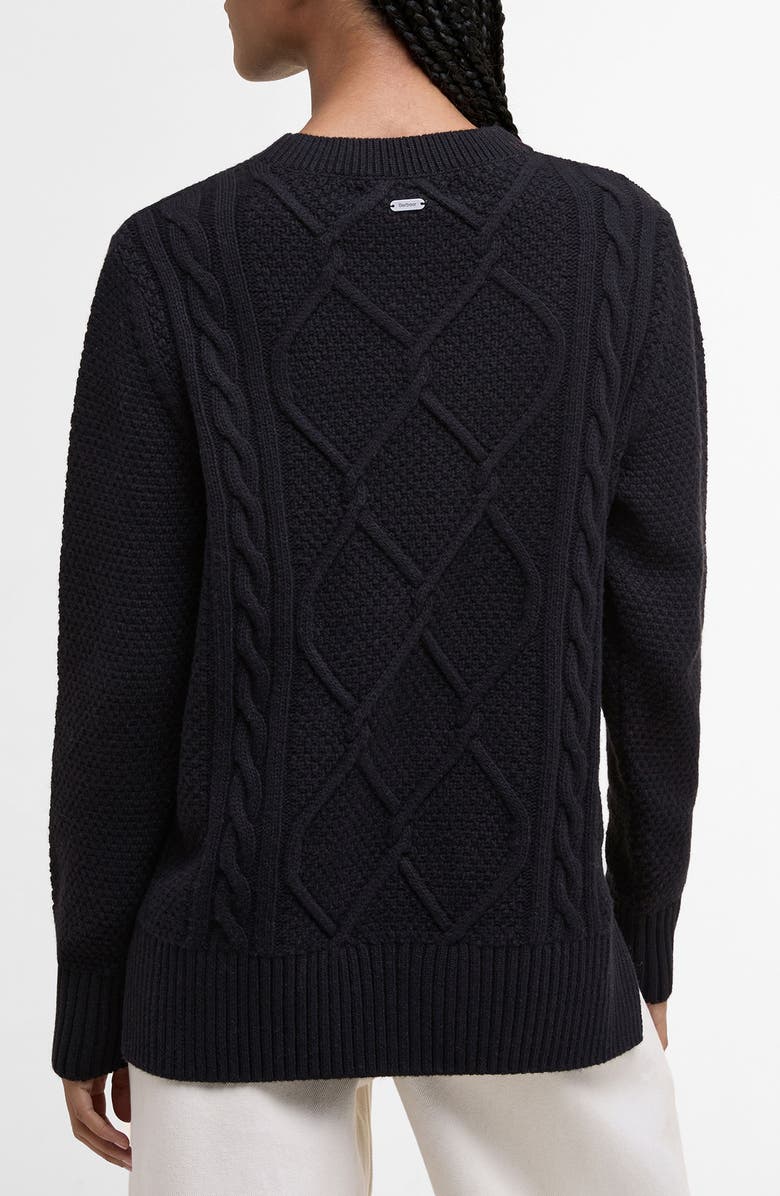 Barbour Burne Cable Wool Blend Sweater, Alternate, color, Black