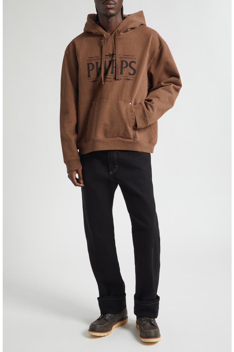 Studded Logo Graphic Hoodie, Alternate, color, BROWN
