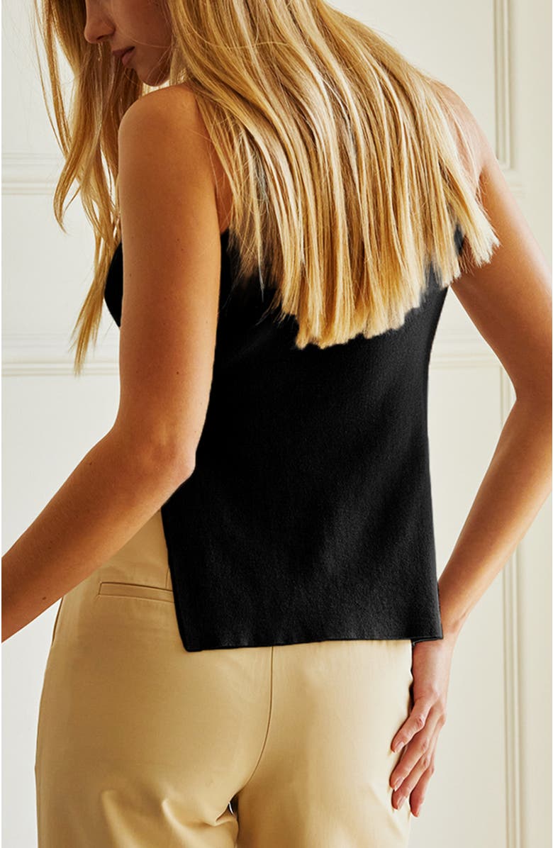 CRESCENT Side Slit Sleeveless Knit Top, Alternate, color, Black