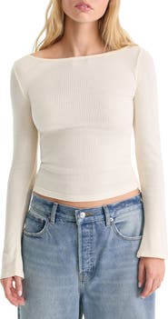 Good American Variegated Rib Long Sleeve T-Shirt