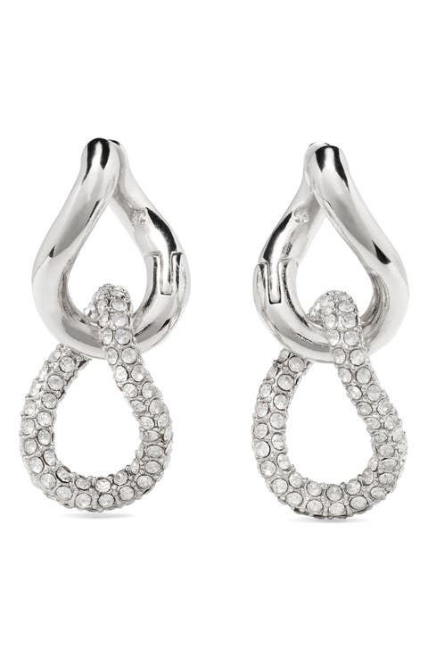 Opulence Pavé Crystal Drop Huggie Earrings