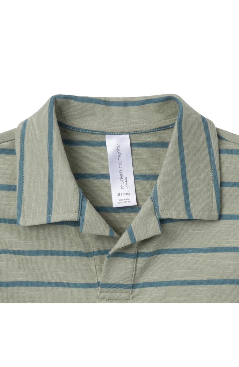 Modern Moments<sup>™</sup> by Gerber Johnny Collar Shirt and Shorts Set, Alternate, color, Green Stripe