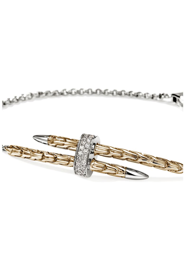 Pavé Diamond Spear Station Bracelet, Alternate, color, SILVER AND GOLD