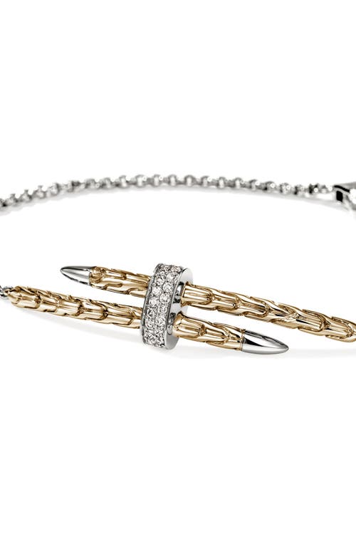 John Hardy 14k Yellow Gold Diamond Sterling Silver Bracelet In Multi