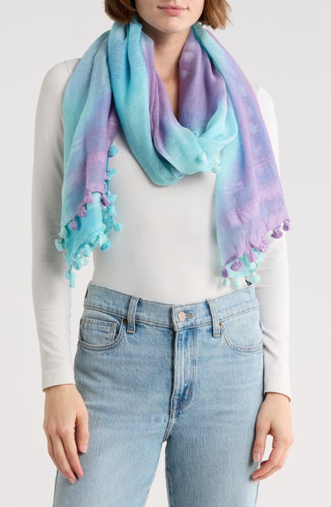 Fringe Trim Ombré Scarf