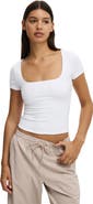 COTTON ON BODY Women's Active Ultra Soft Square Neck Fitted Tshirt