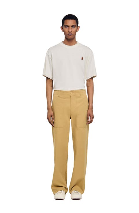 Wide-leg cotton trousers