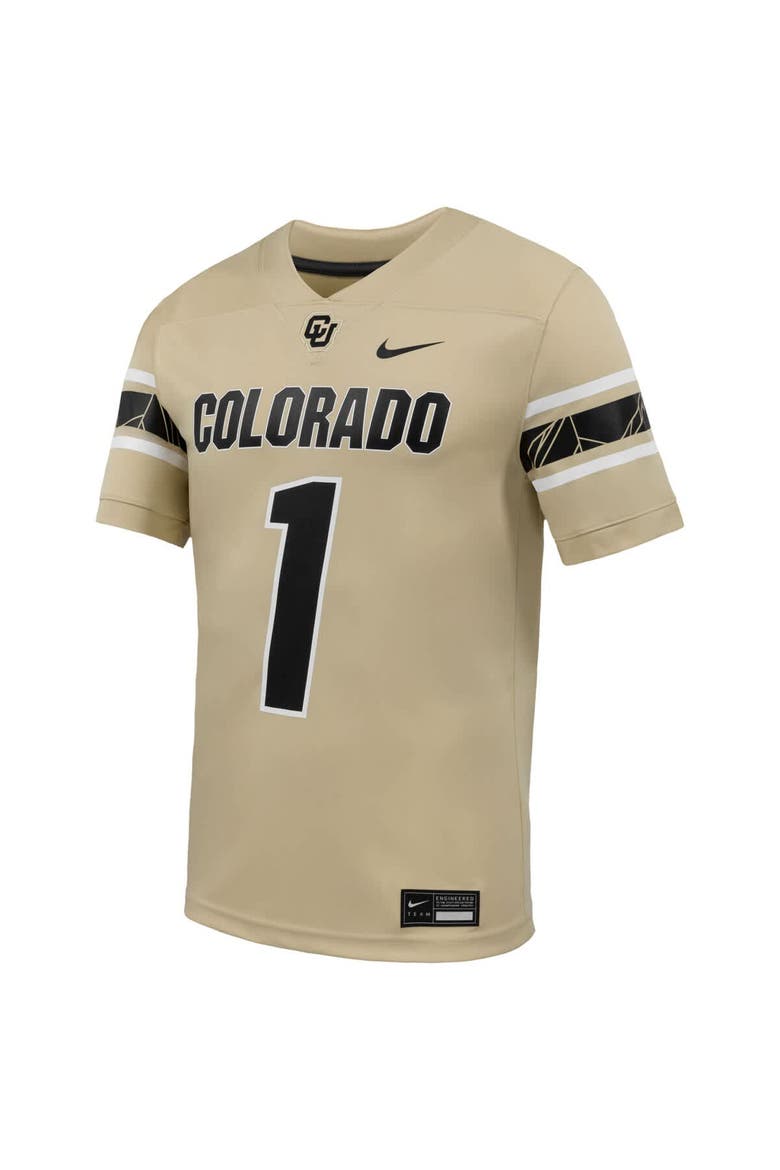 Men's Nike #1 Gold Colorado Buffaloes Football Game Jersey, Alternate, color, Gold