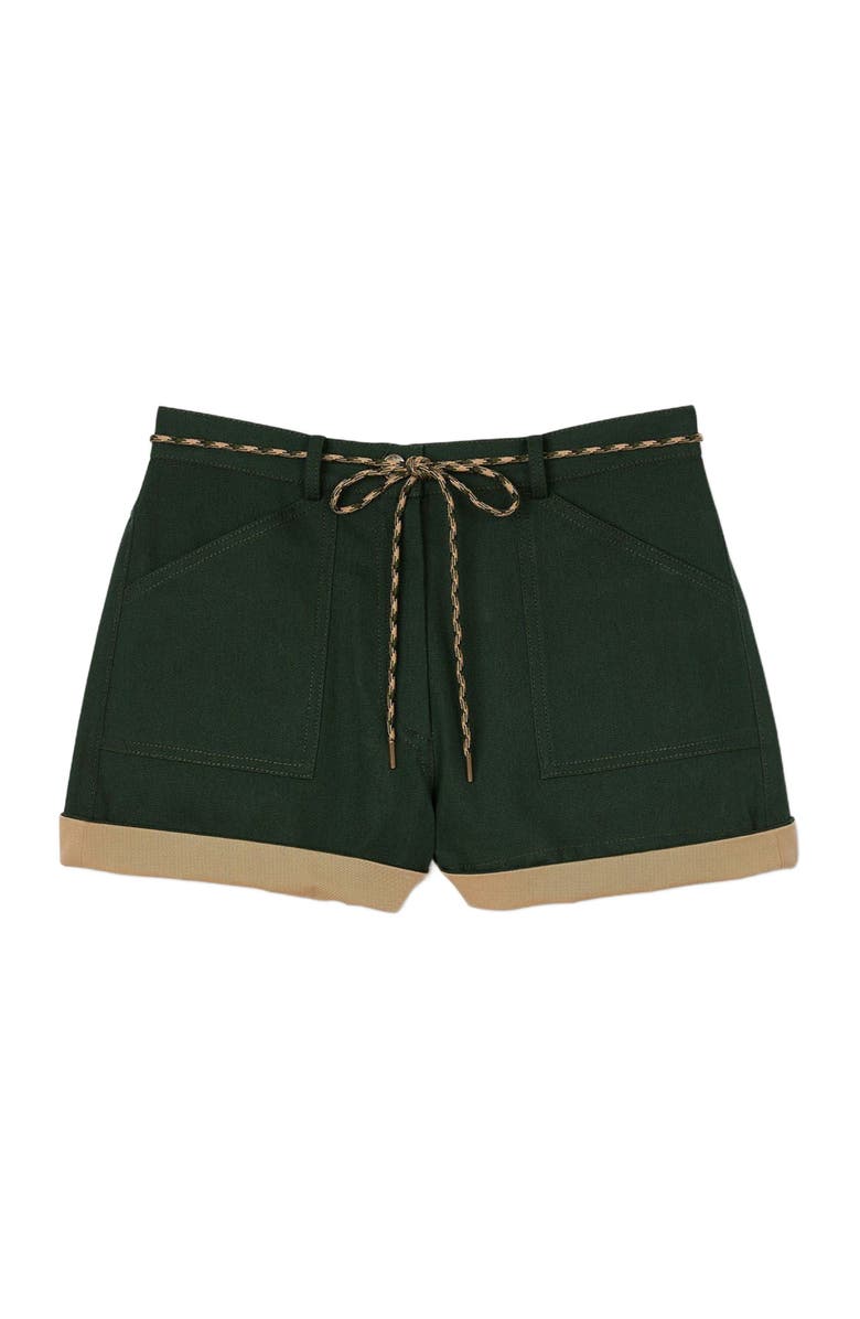 SANDRO Two-tone drawstring waist shorts, Alternate, color, 