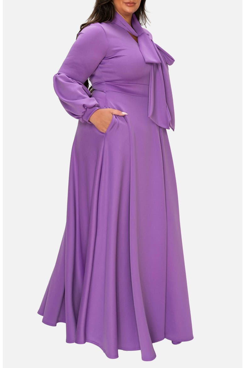 Bella Donna Long Sleeve Ribbon Tie Dress, Alternate, color, LILAC