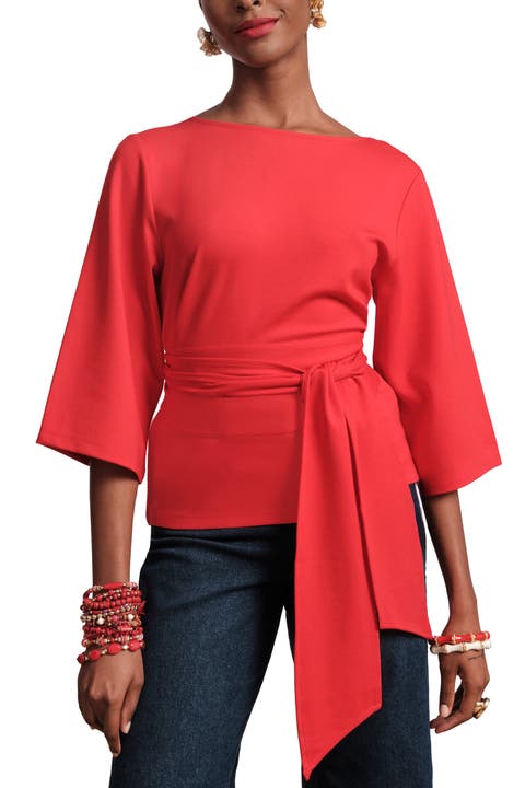 Whitney Wrap Top Solid Viscose Blend Viscose Blend