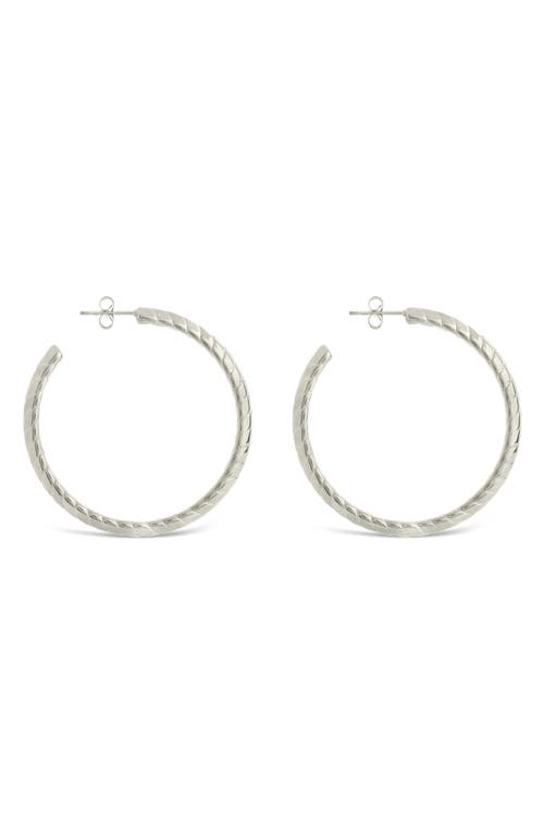 Sterling Forever Everly Flat Herringbone Chain Hoop Earrings In Silver