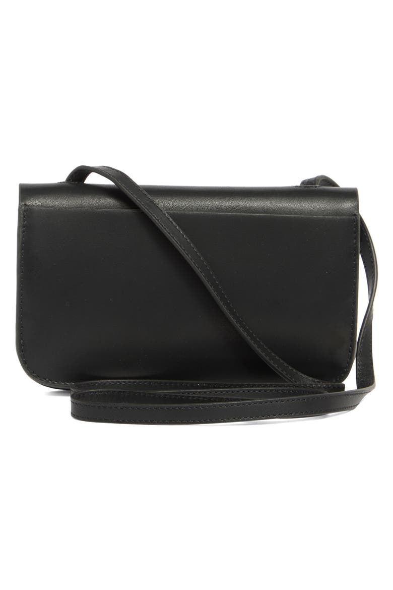 Ludivene Crossbody Leather Wallet, Alternate, color, BLACK