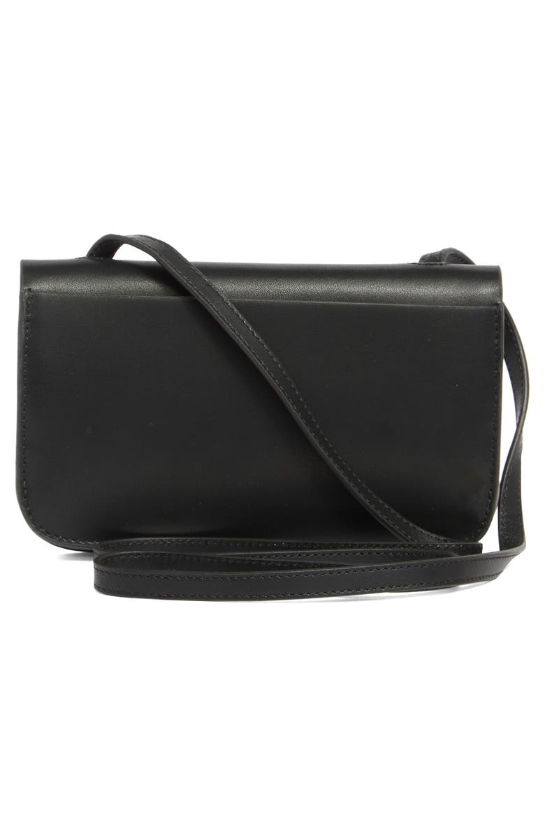 AllSaints Ludivene Crossbody Leather Wallet, Alternate, color, Black
