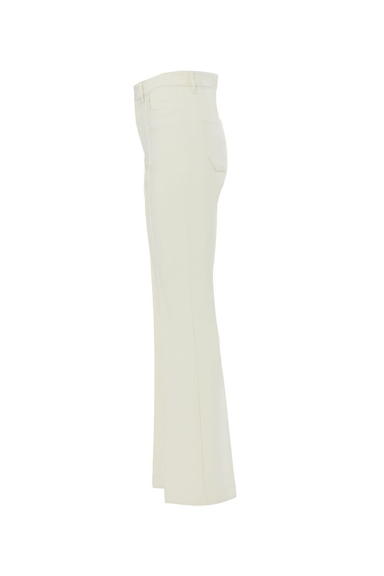 Topstitched Flared High-Waist Tailored Trousers, Alternate, color, Ecru