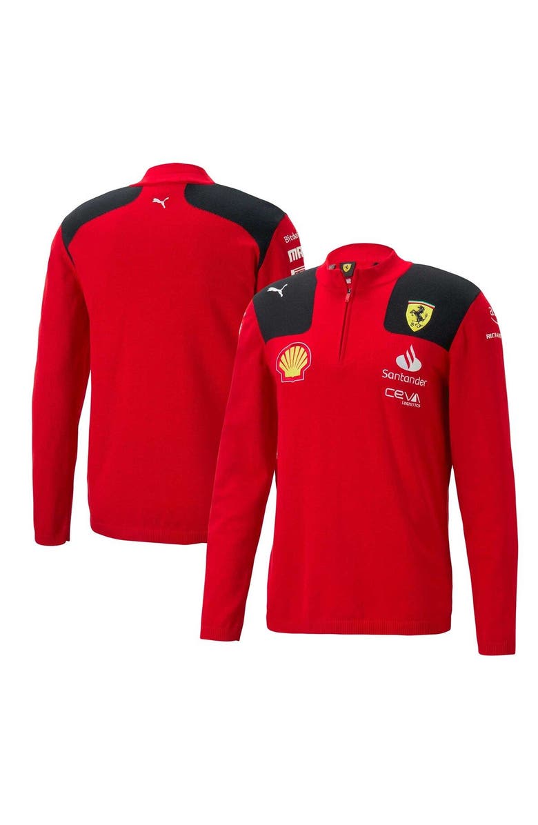 PUMA Men's Puma Red Scuderia Ferrari Team Knit Half-Zip Jacket, Main, color, Red