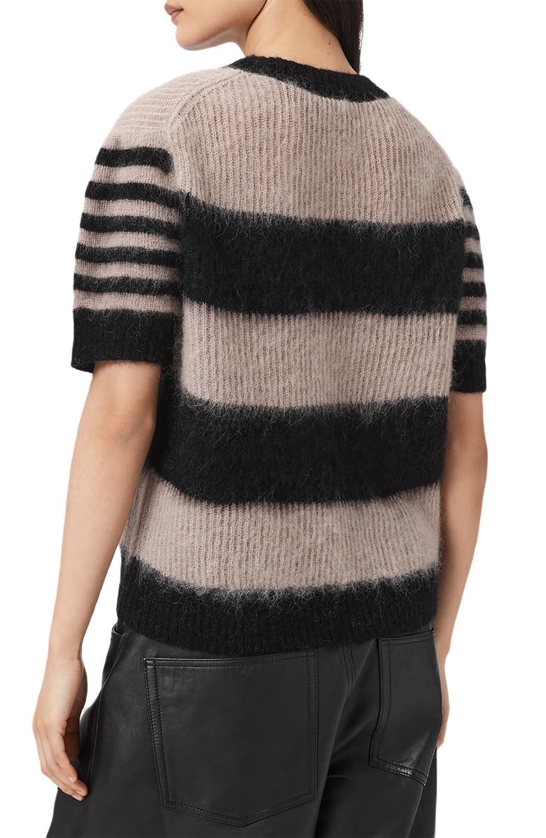 AllSaints Clem Stripe Puff Sleeve Wool & Mohair Blend Sweater, Alternate, color, 