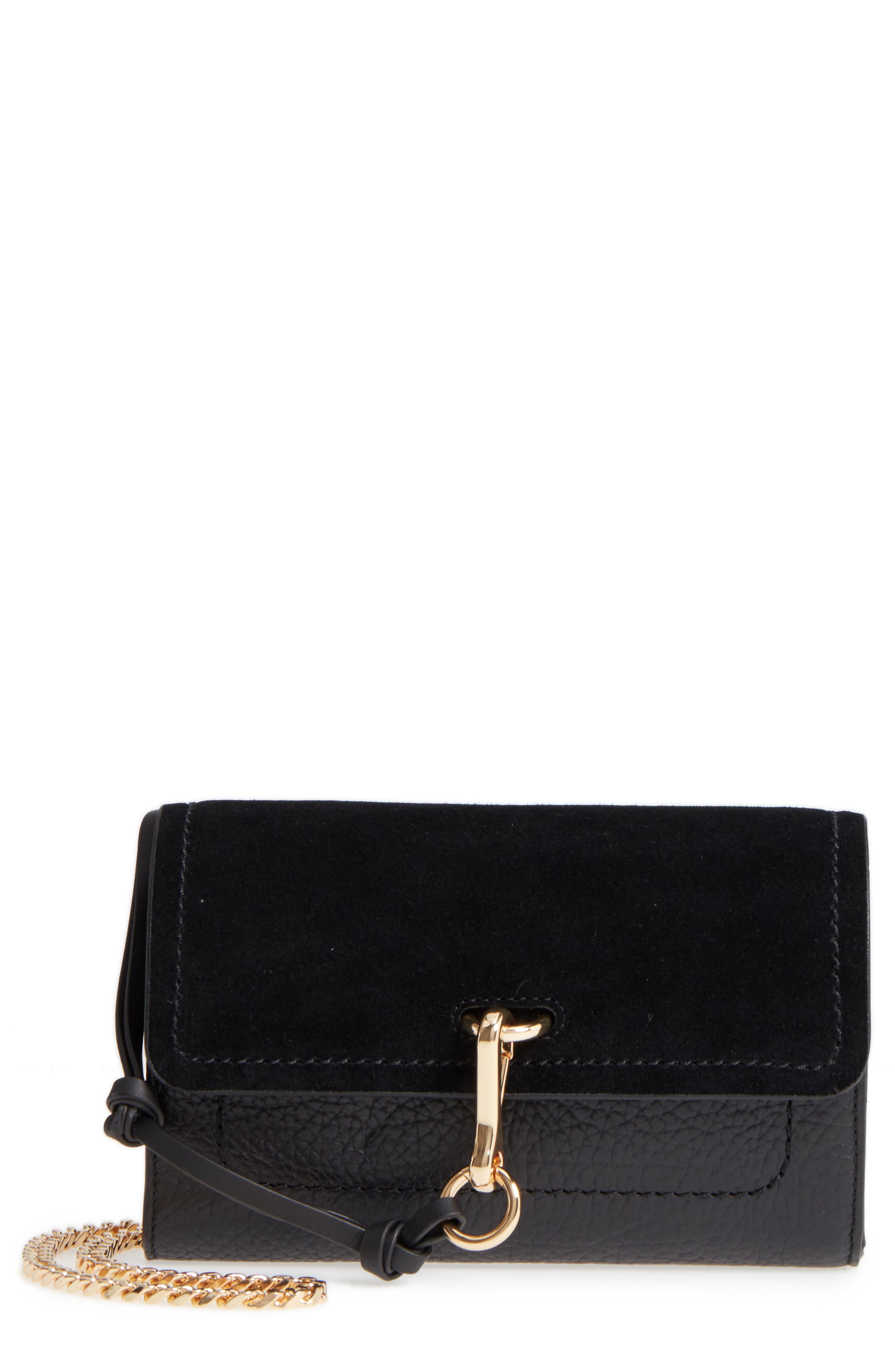 Vince Camuto Blena Leather & Suede Clutch, Main, color, 