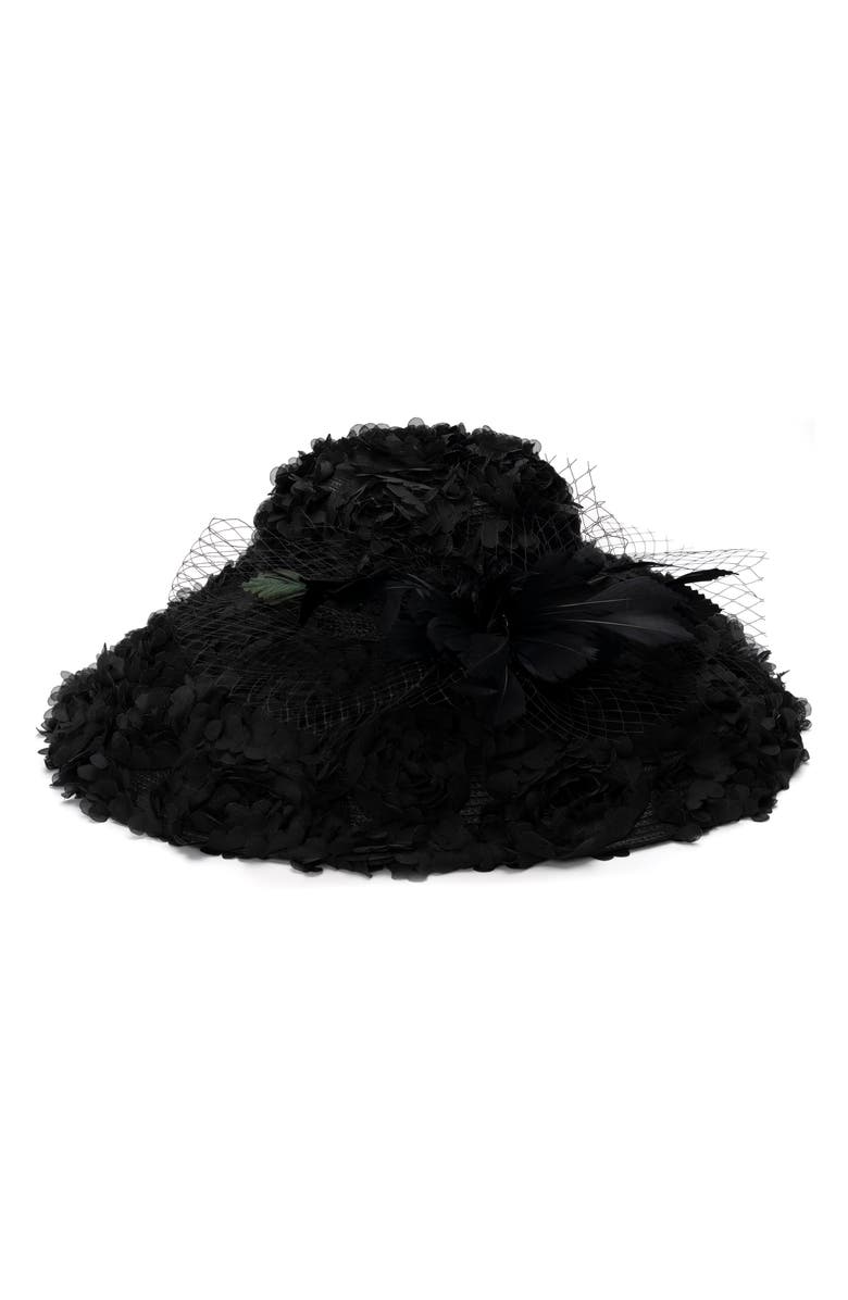 Collection XIIX Rosette & Feather Wide Brim Hat, Alternate, color,