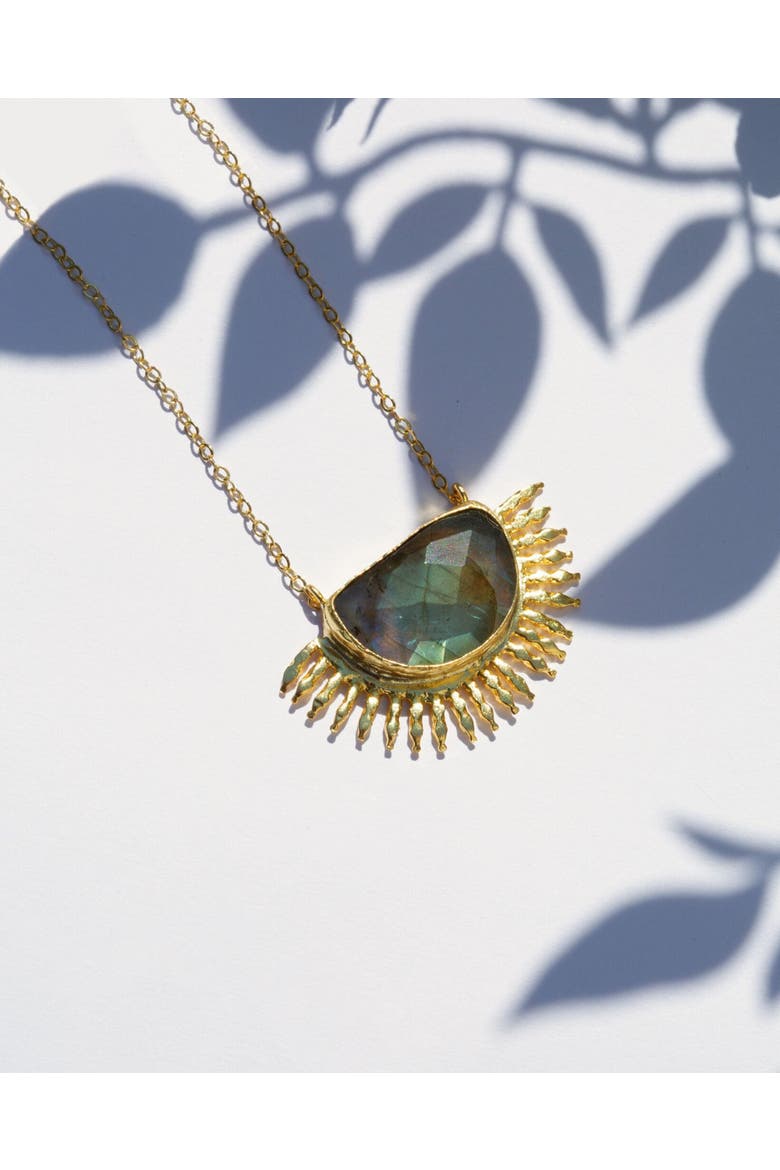 Sunrise Labradorite Pendant Necklace, Alternate, color, Brass
