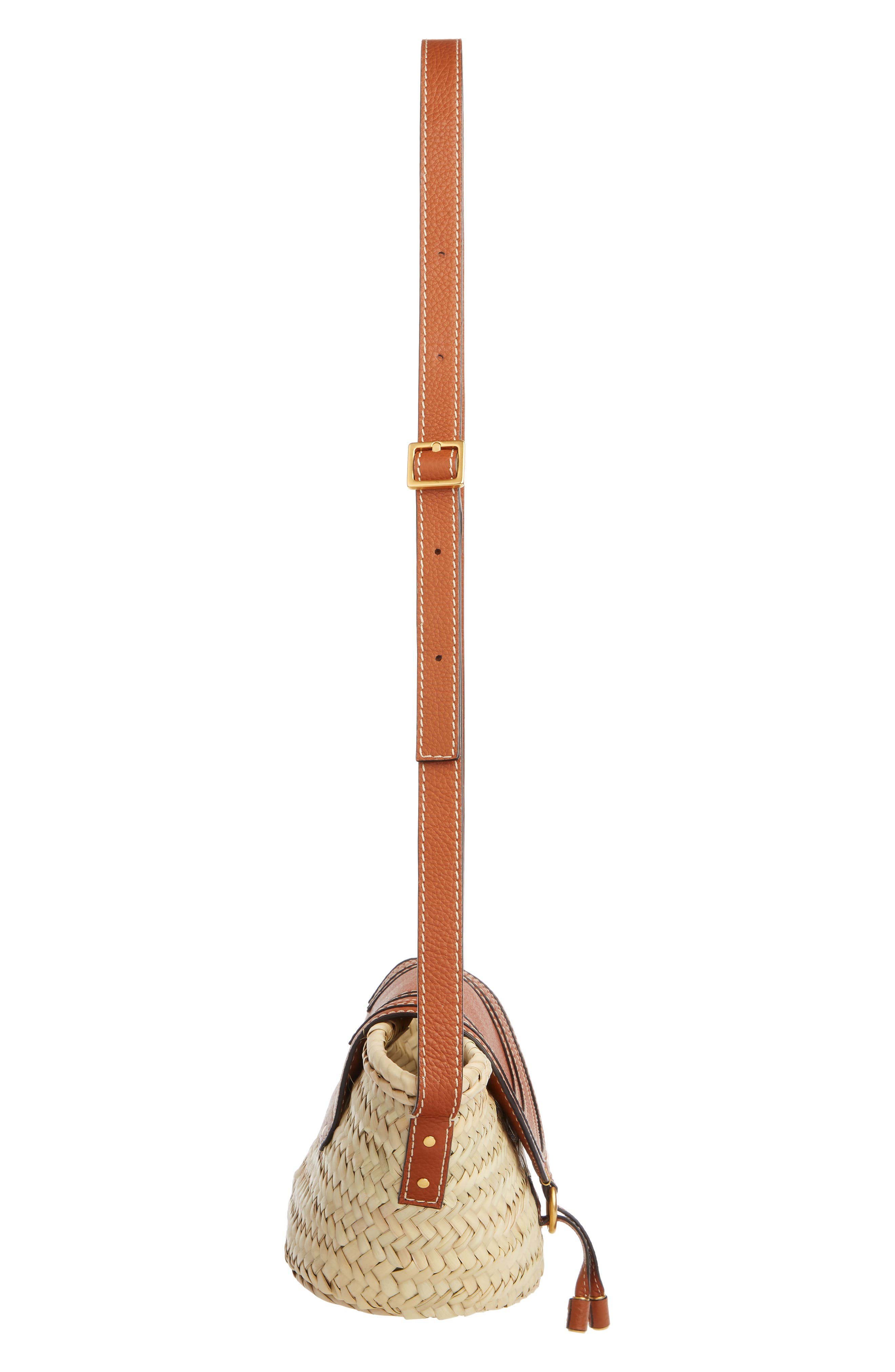 Chloé Small Marcie Leather & Raffia Crossbody Bag, Alternate, color, 