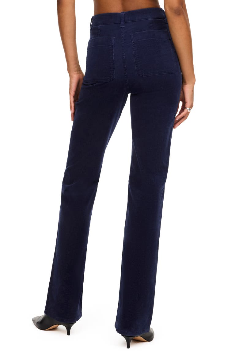 High Waist Patch Pocket Corduroy Bootcut Pants, Alternate, color, TIMELESS NAVY