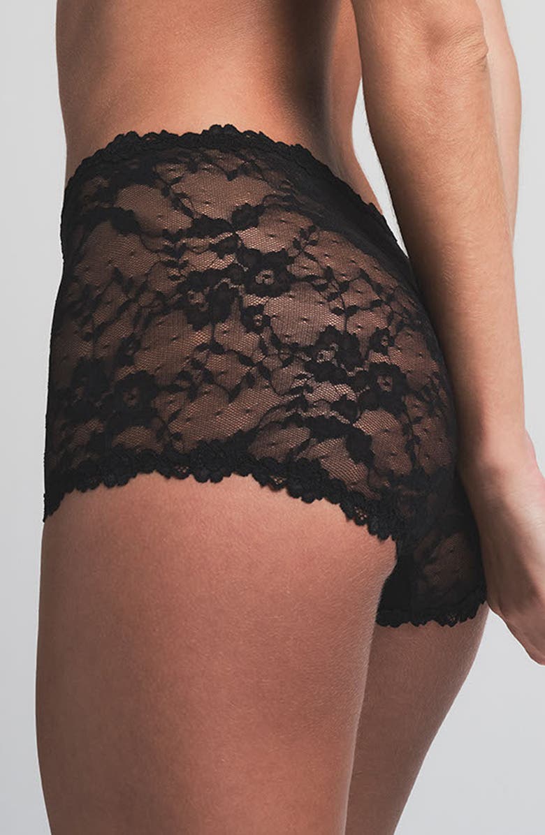 SKIMS Stretch Lace Boy Short, Alternate, color, Soot