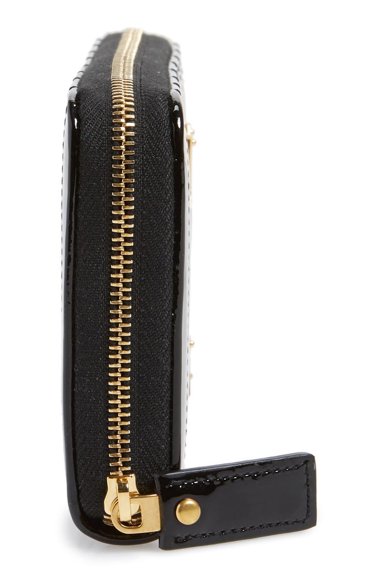 Saint Laurent Vicky Patent Leather Zip Around Wallet, Alternate, color,