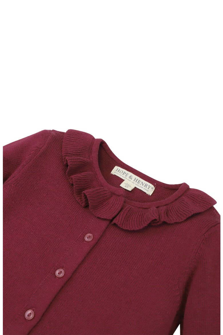 Baby Girls' Ruffle Collar Cardigan, Infant, Alternate, color, Berry Ruffle Collar