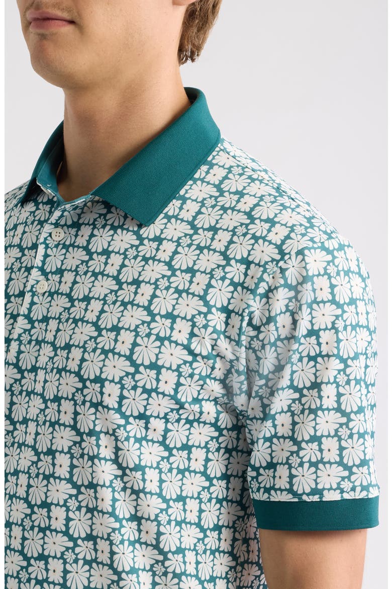 Sun Floral Piqué Performance Golf Polo, Alternate, color, ATLANTIC DEEP