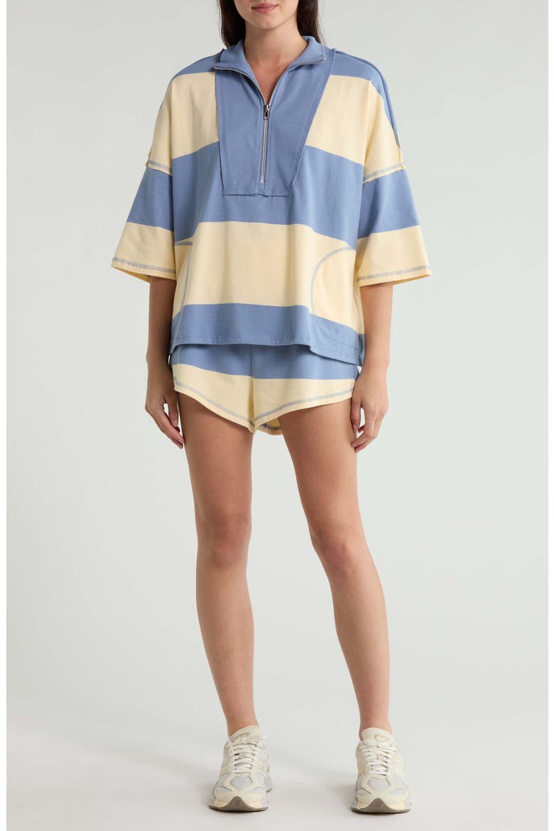 FP Movement Retro Rugby Half Zip Top & Shorts Set, Main, color, BLUE ASH AND PINA COLA