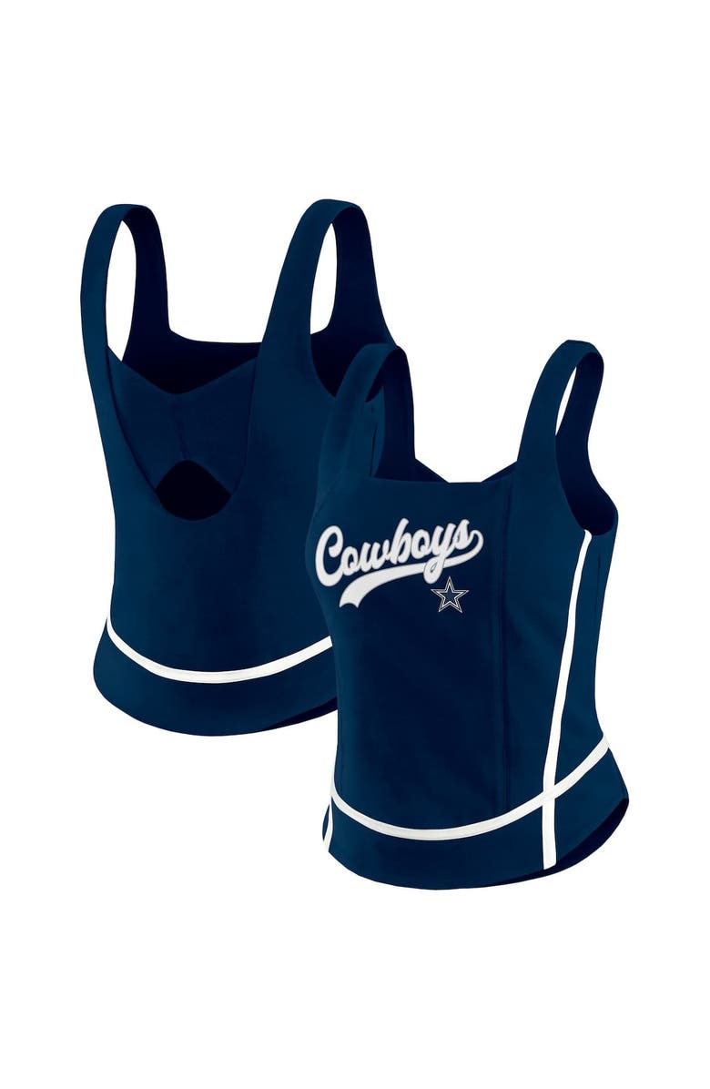 WEAR by Erin Andrews Women's WEAR by Erin Andrews Navy Dallas Cowboys Square Neck Tank Top, Main, color, Navy
