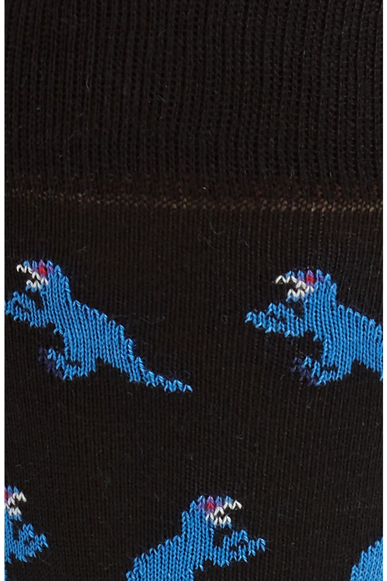 Dino Jacquard Socks, Alternate, color, BLACK