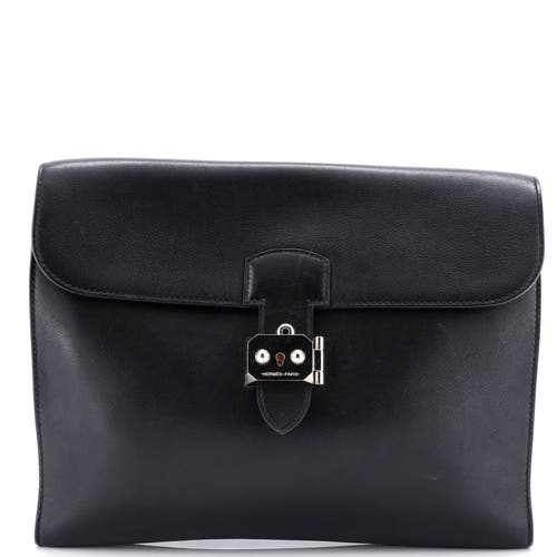 Pre-owned Hermes Hermes Sac A Depeches Messenger Bag Evergrain 29 In Black