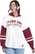 G-III 4HER BY CARL BANKS Women's G-III 4Her by Carl Banks  White/Wine Cleveland Cavaliers Key Player Oversized Hooded Long Sleeve T-Shirt