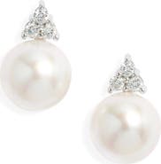 Nordstrom Diamond & Akoya Pearl Stud Earrings