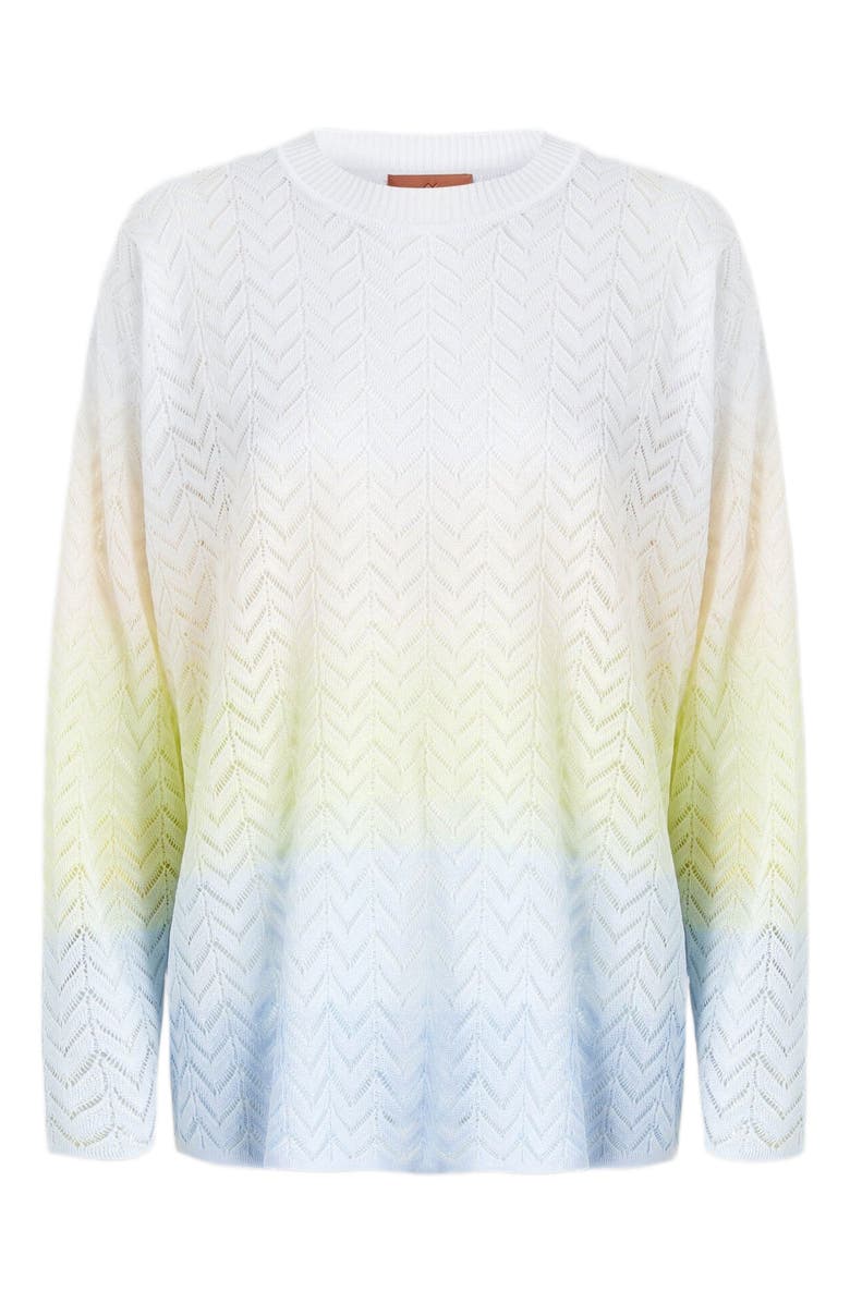 Missoni Oversized Crewneck Sweater In Gradient Chevron Viscose, Alternate, color, Multicoloured 2