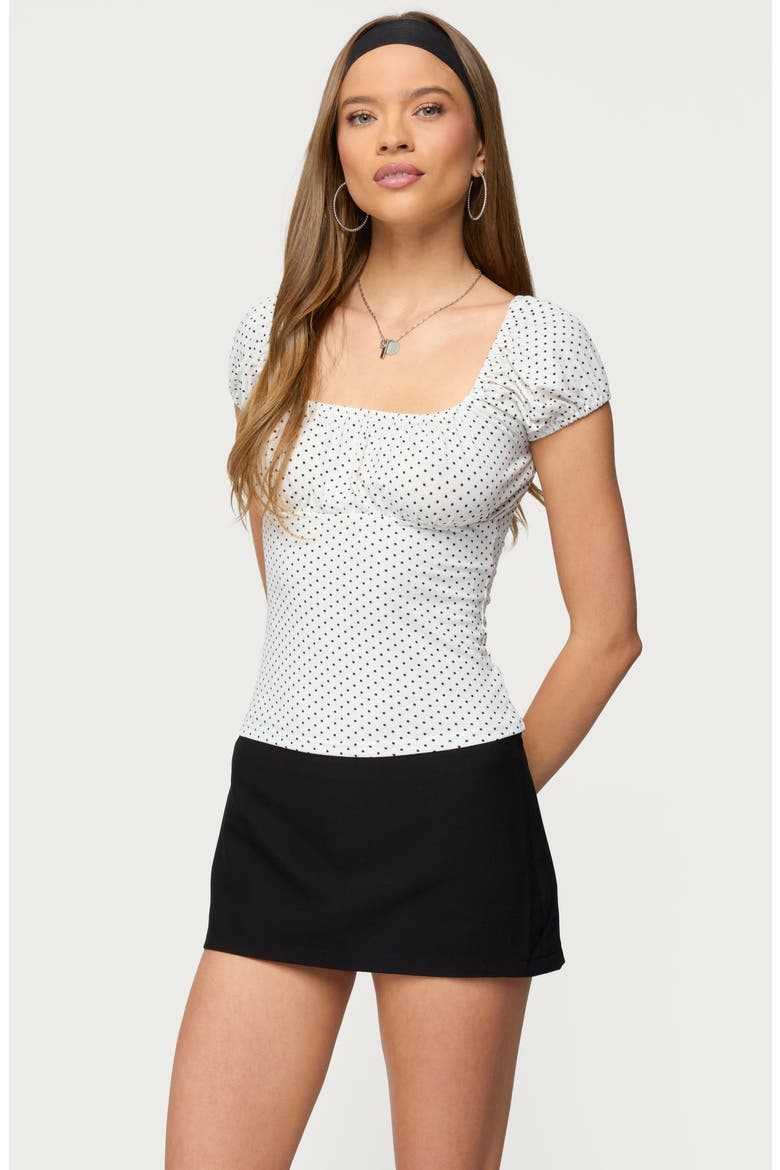 Stefania Polka Dot T-Shirt, Alternate, color, WHITE-AND-BLACK