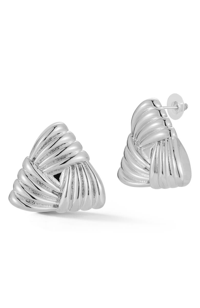 GLAZE JEWELRY Textured Triangle Stud Earrings, Main, color, Silver