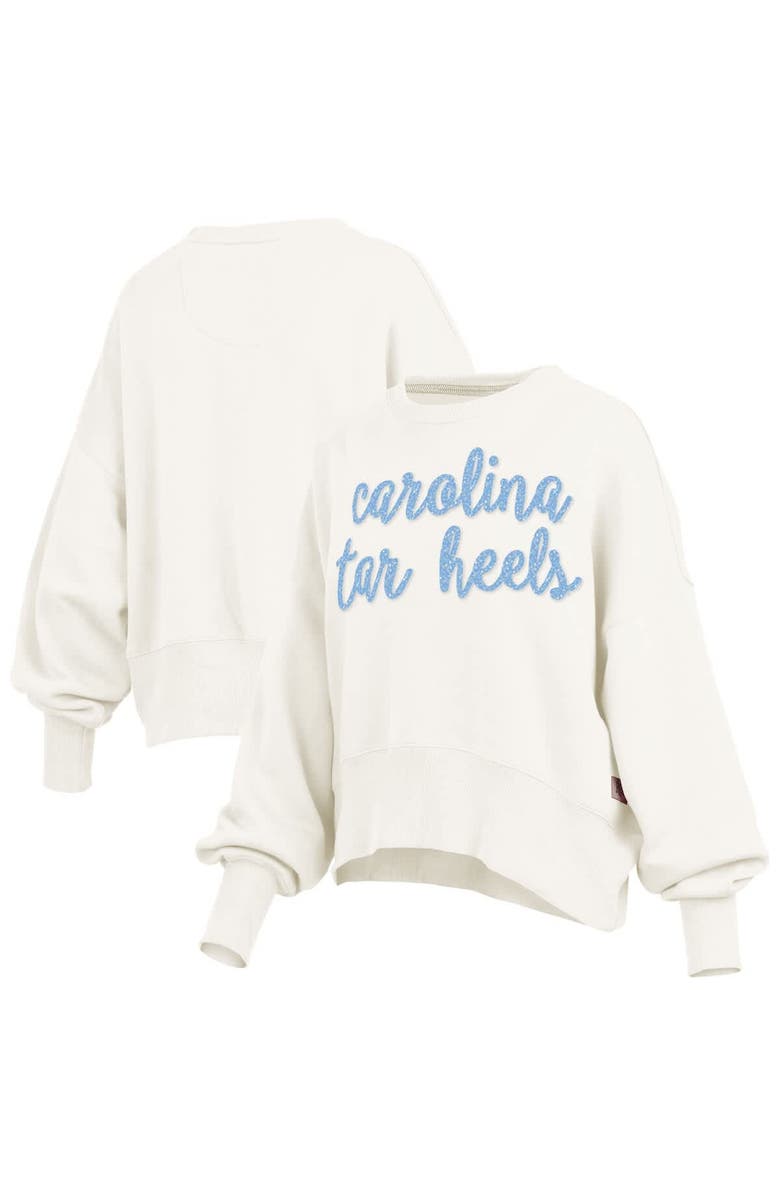 PRESSBOX Women's Pressbox Cream North Carolina Tar Heels Oversized Chelsea Waist Length Pullover Sweatshirt, Alternate, color, Cream