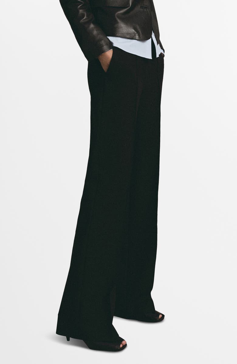 MANGO Pleated Straight Leg Pants, Main, color, Black