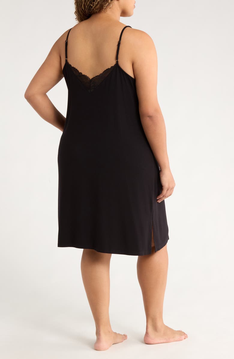 Nordstrom Moonlight Eco Lace Trim Chemise, Alternate, color, Black