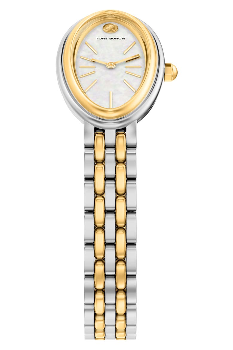 The Oval Elongated Bracelet Watch, 22mm x 38mm, Alternate, color, TWO TONE