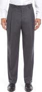 Berle Lightweight Flannel Pleated Classic Fit Dress Trousers