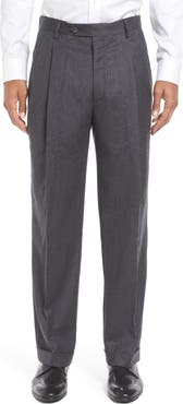 Berle Lightweight Flannel Pleated Classic Fit Dress Trousers
