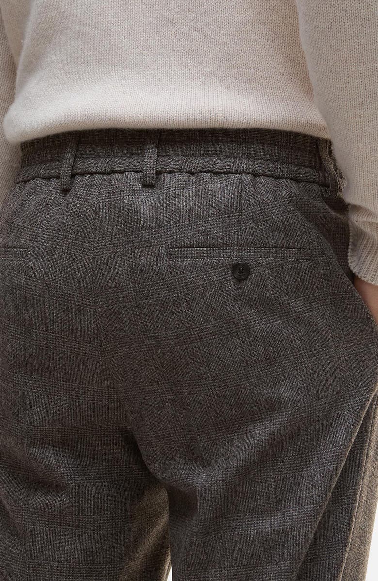 Barbour Kensington Pleated Glen Check Wool Blend Flannel Suit Pants, Alternate, color, Brown