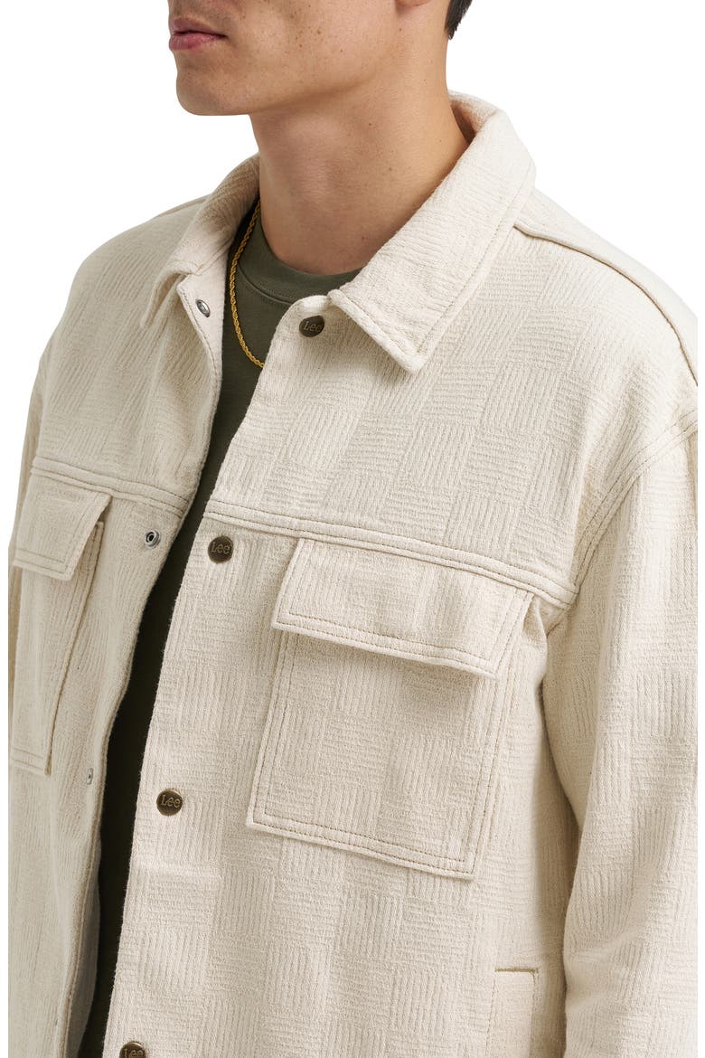 Jacquard Cotton Snap Overshirt, Alternate, color, NATURAL GREIGE
