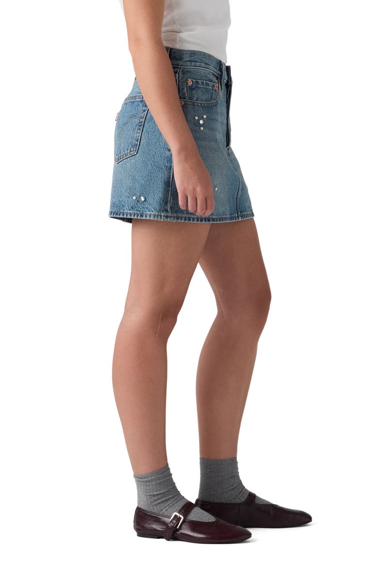 Icon Embellished Denim Miniskirt, Alternate, color, TRIP ON DRIP SKIRT