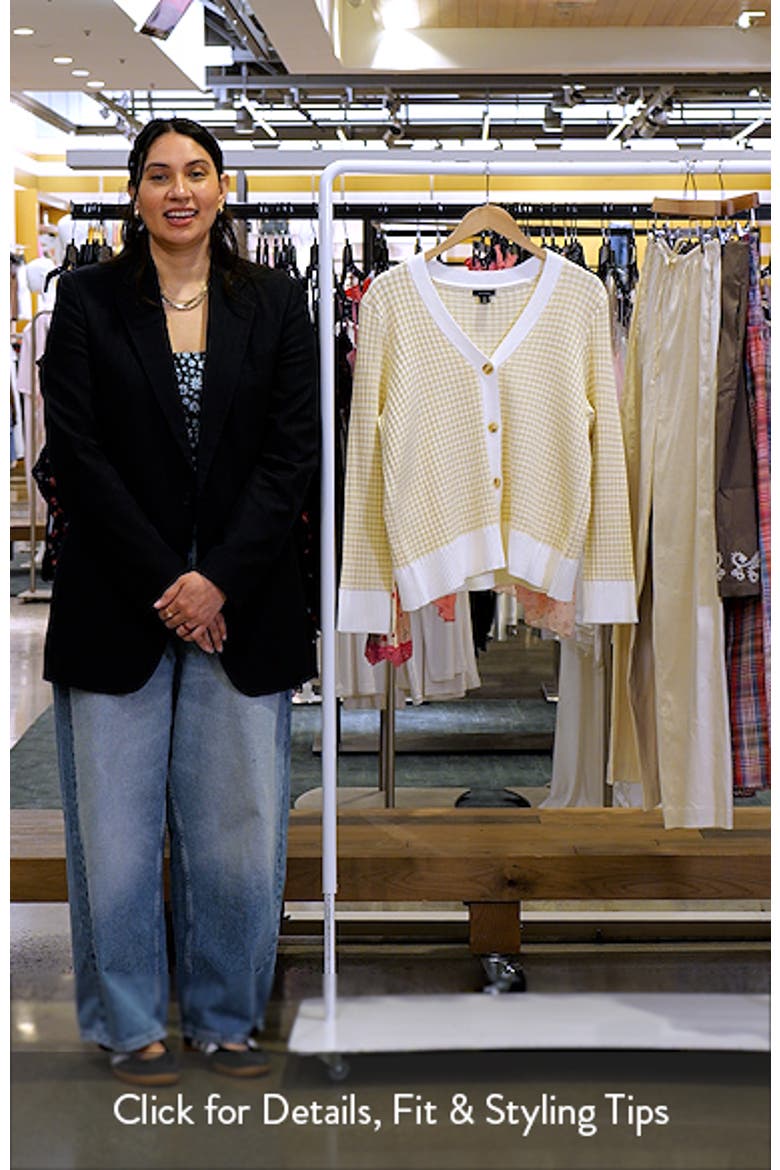 V-Neck Stripe Rib Cotton Blend Cardigan video