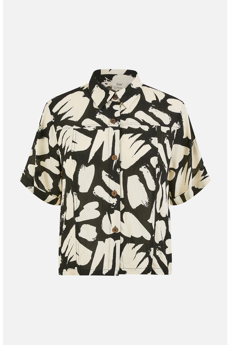 Short Sleeve Printed Relaxed Fit Shirt, Alternate, color, Black